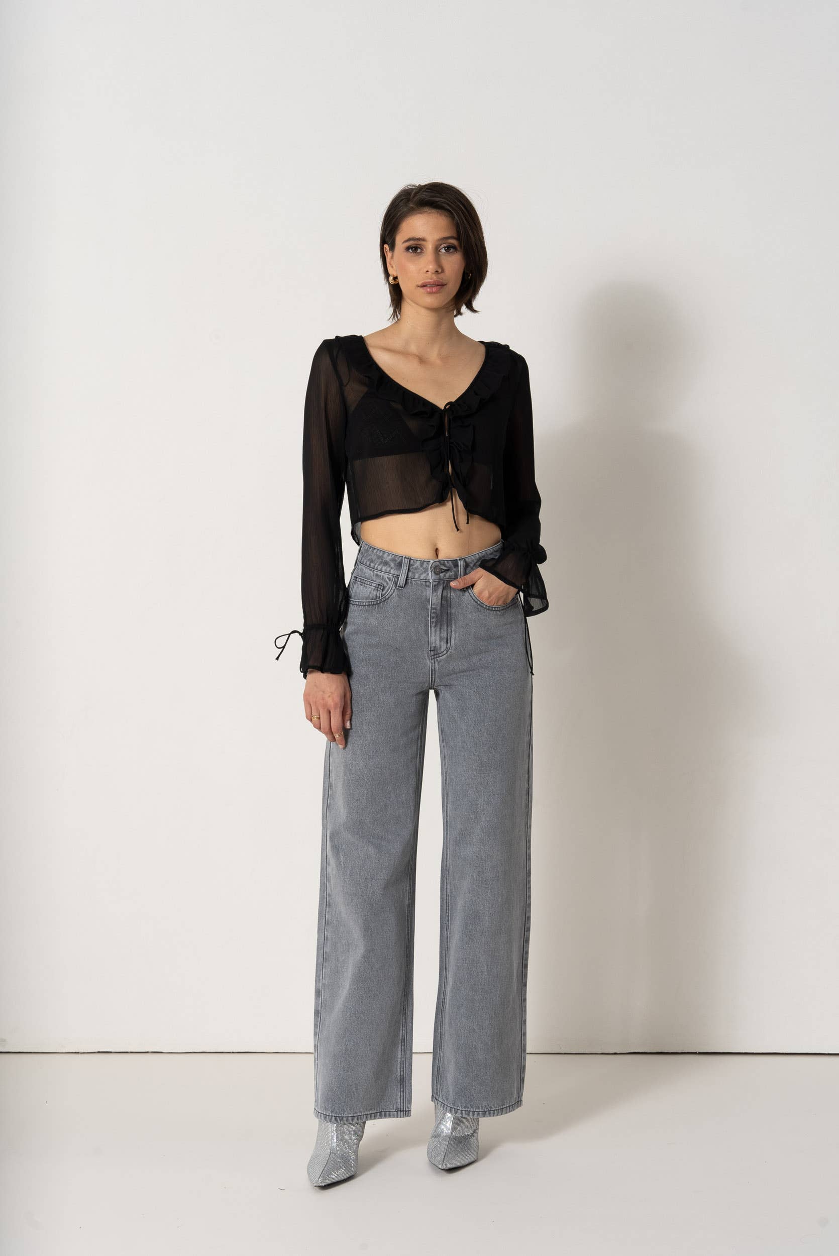 Jeans a Vita Alta Wide Leg Celestin