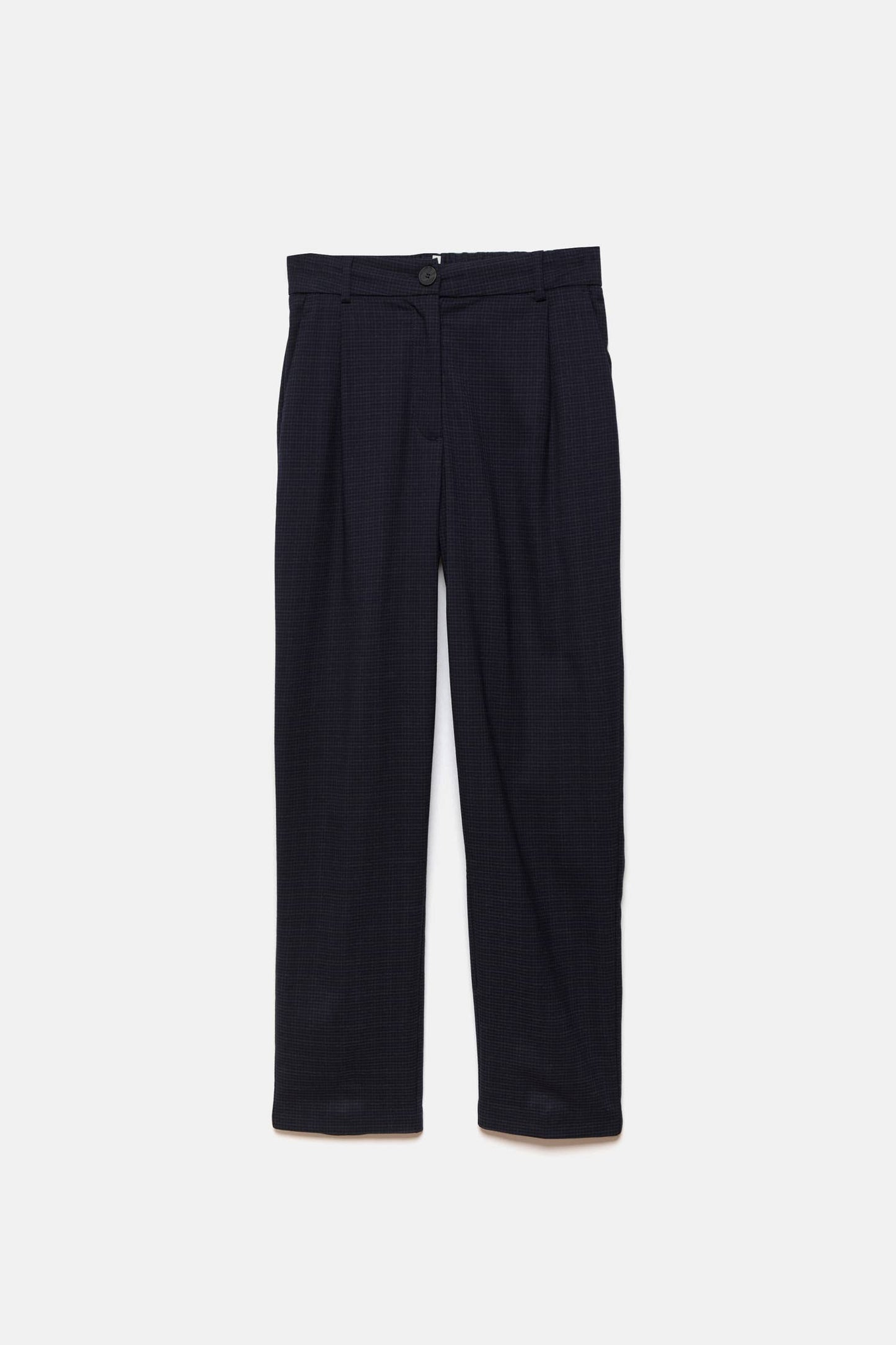 Pantaloni slim a quadri blu navy
