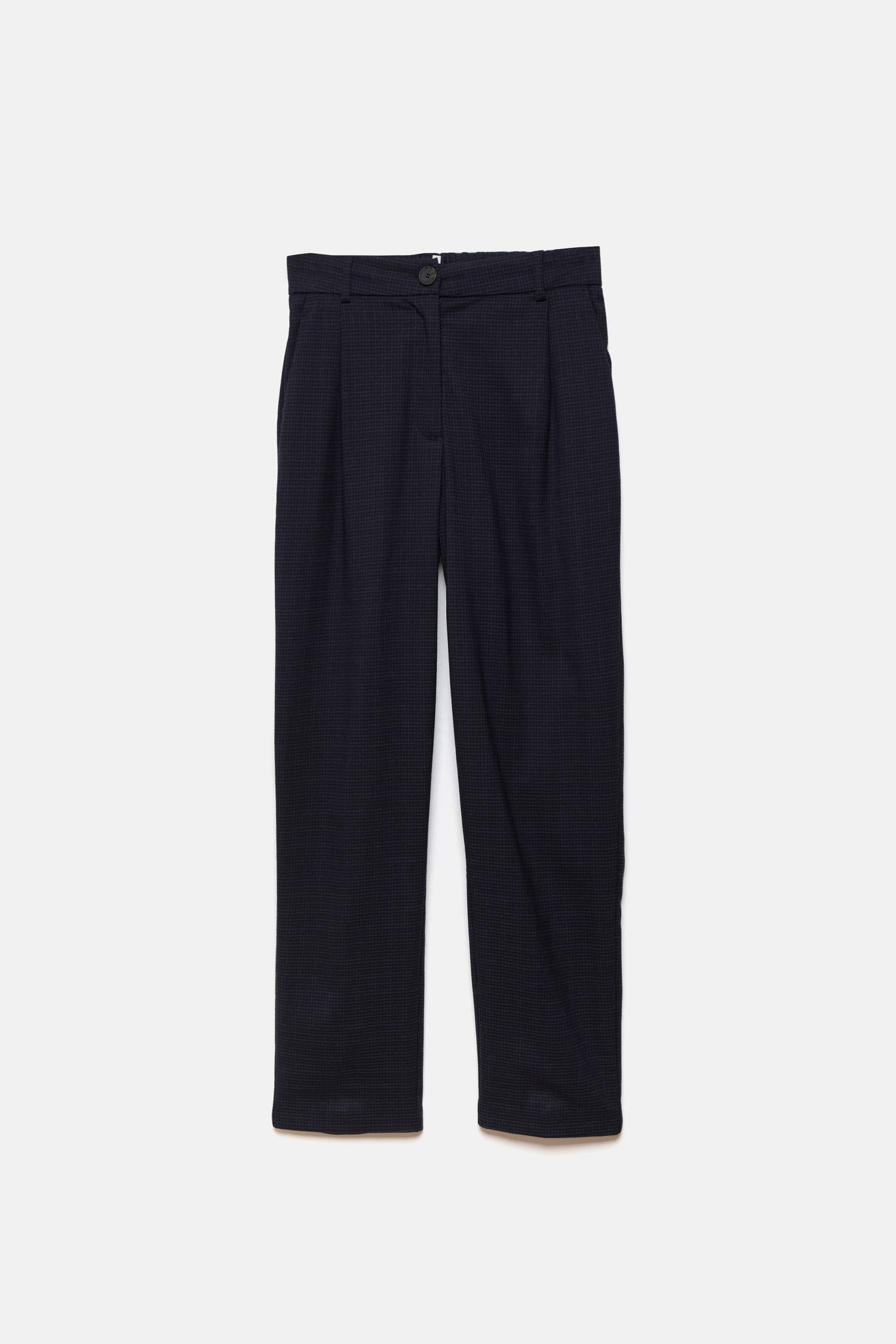 Pantaloni slim a quadri blu navy