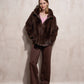 Cappotto corto in eco pelliccia con cappuccio