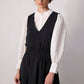 Abito maxi nero senza maniche con scollo a V e vita elastica