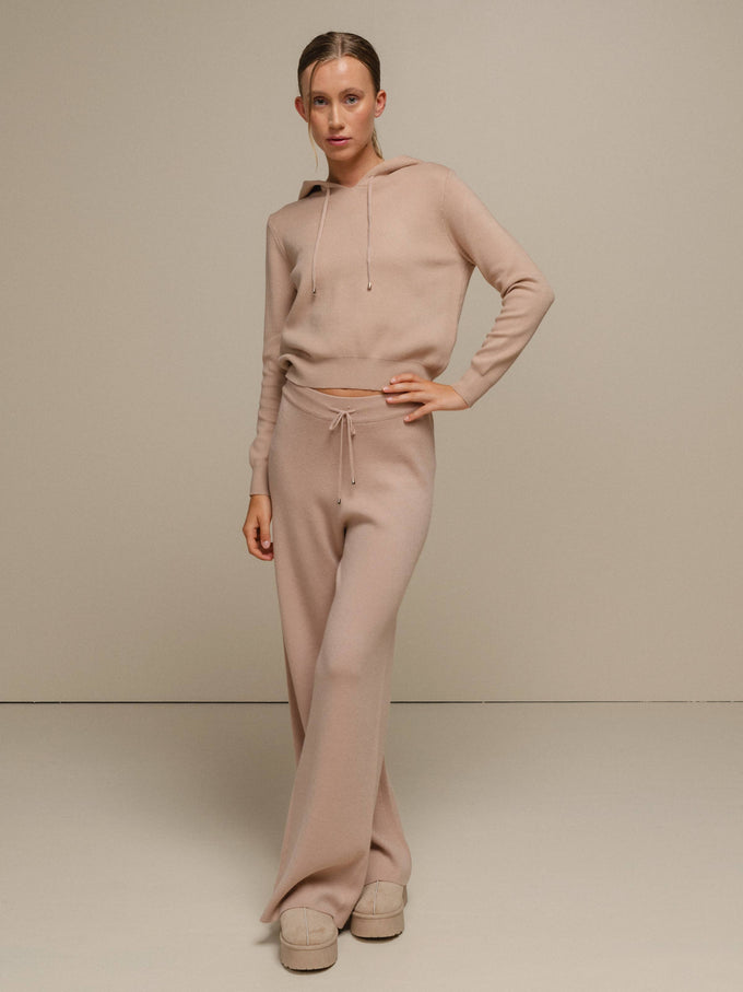 Felpa in maglia con cappuccio da donna
