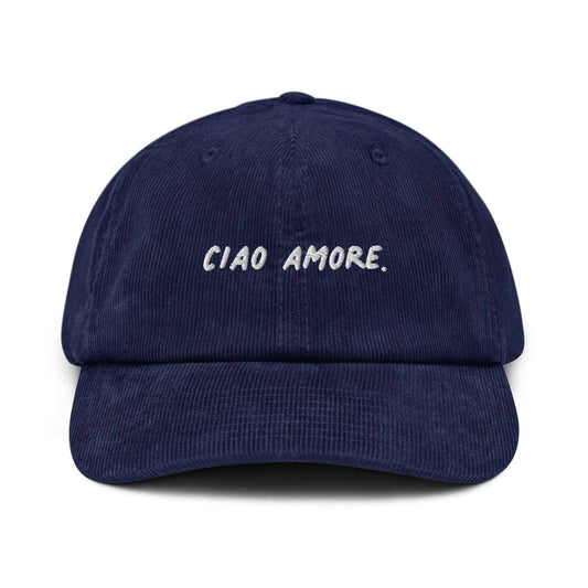 Cappello dad hat in velluto a coste ricamato “Ciao Amore”