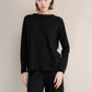 Maglia girocollo in misto cashmere con scollo curl