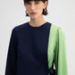 Abito midi color block con maniche lunghe e laccio laterale