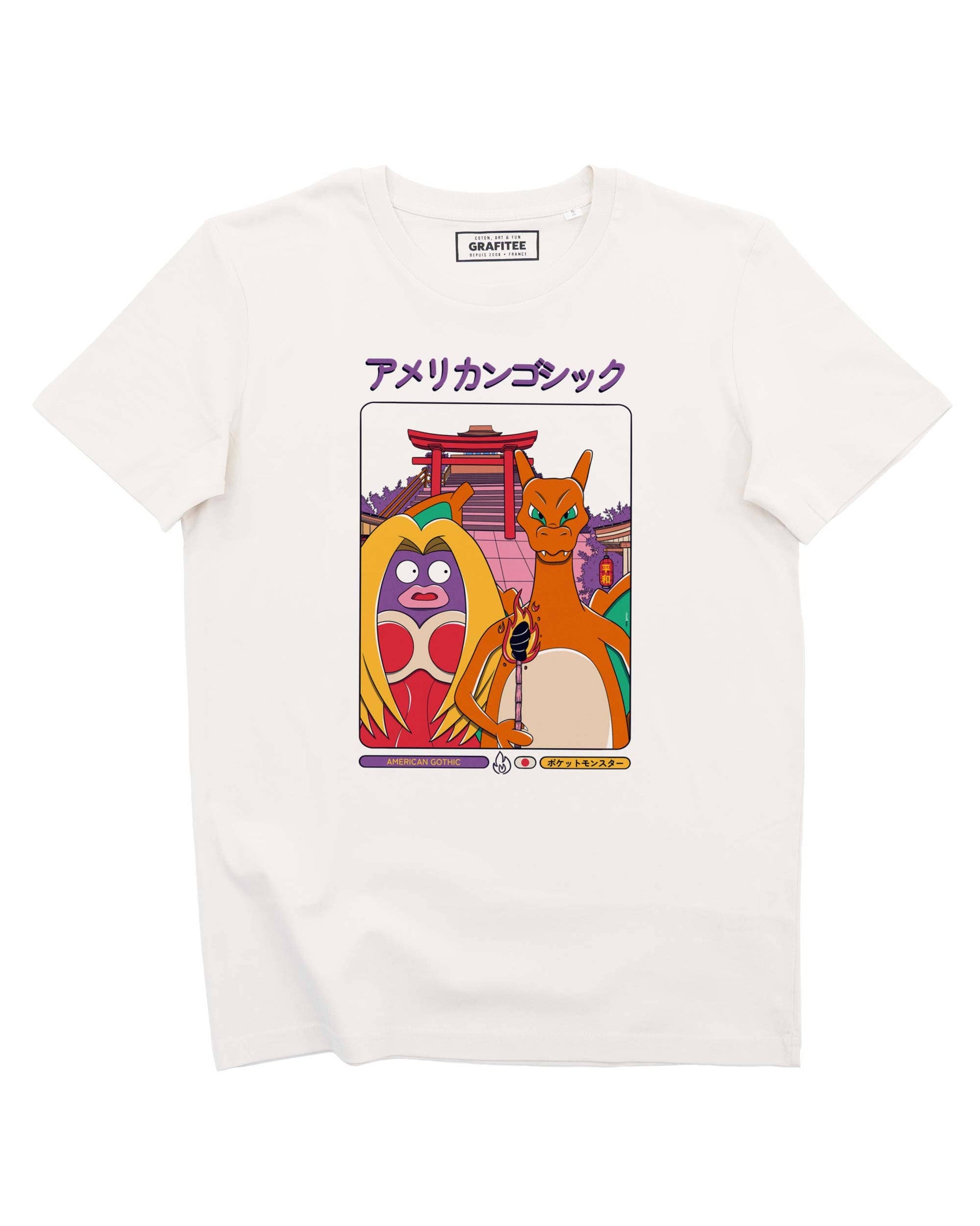 T-shirt American Gothic con stampa Pikachu