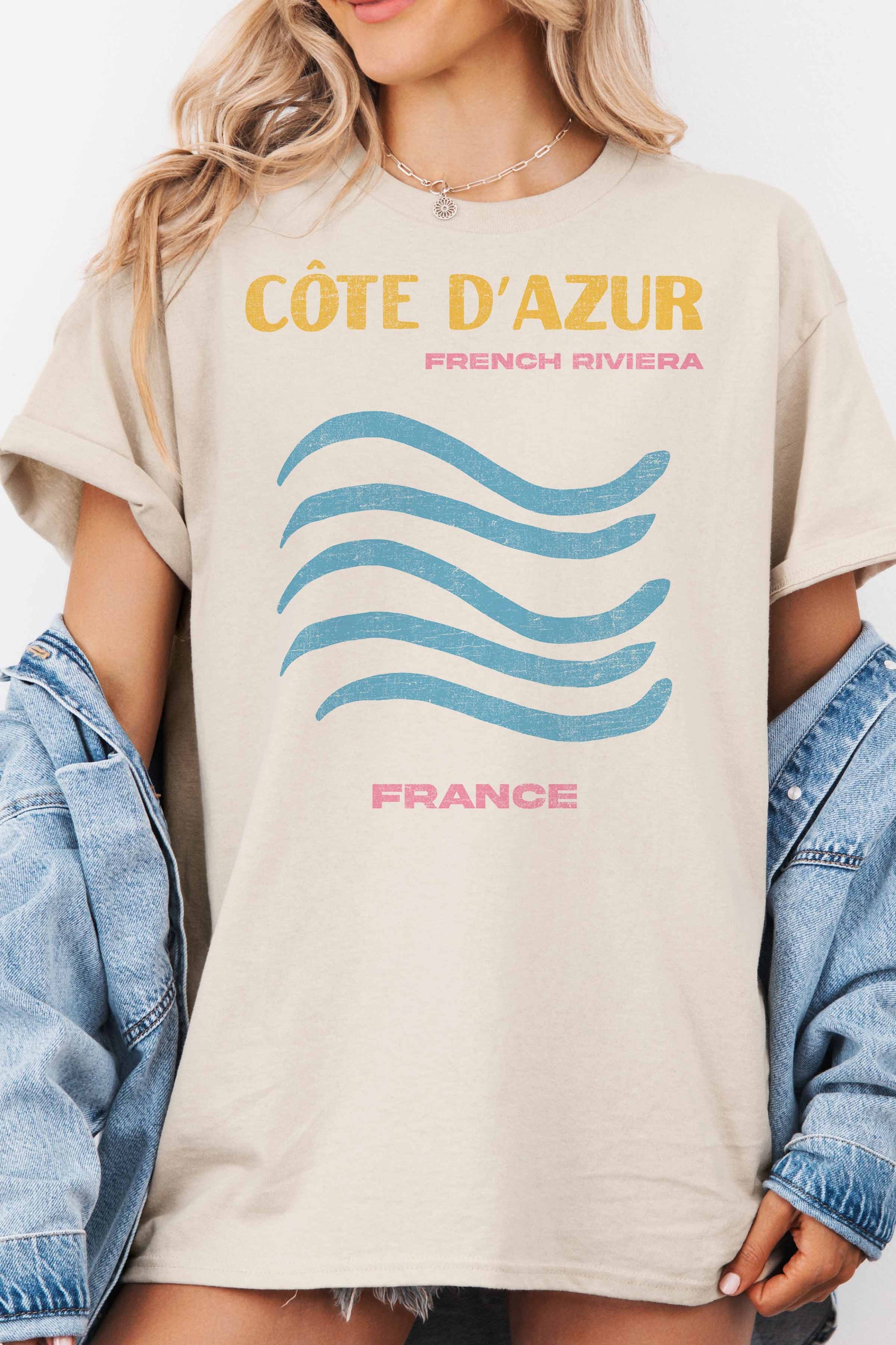 T-shirt oversize grafica Côte d’Azur
