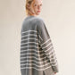 Maglione Girocollo Oversize a Righe in Misto Cashmere