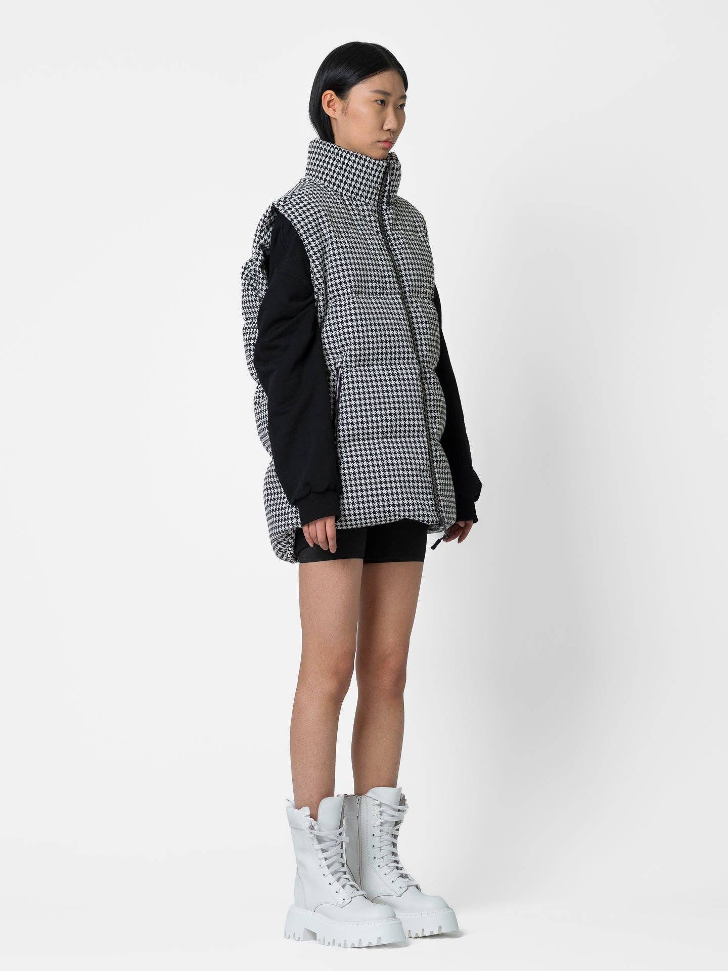 Gilet regular pied de poule con logo