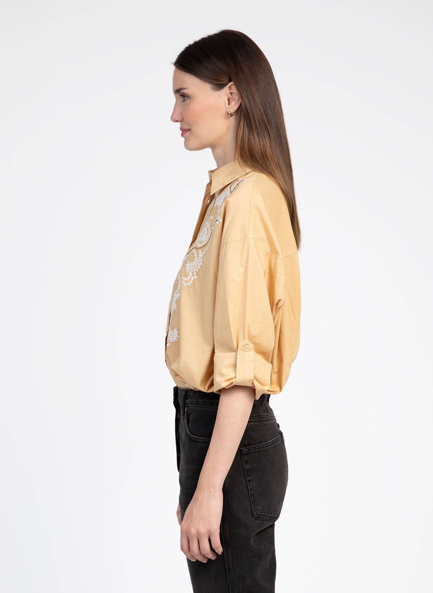 Camicia Symonet beige ricamata
