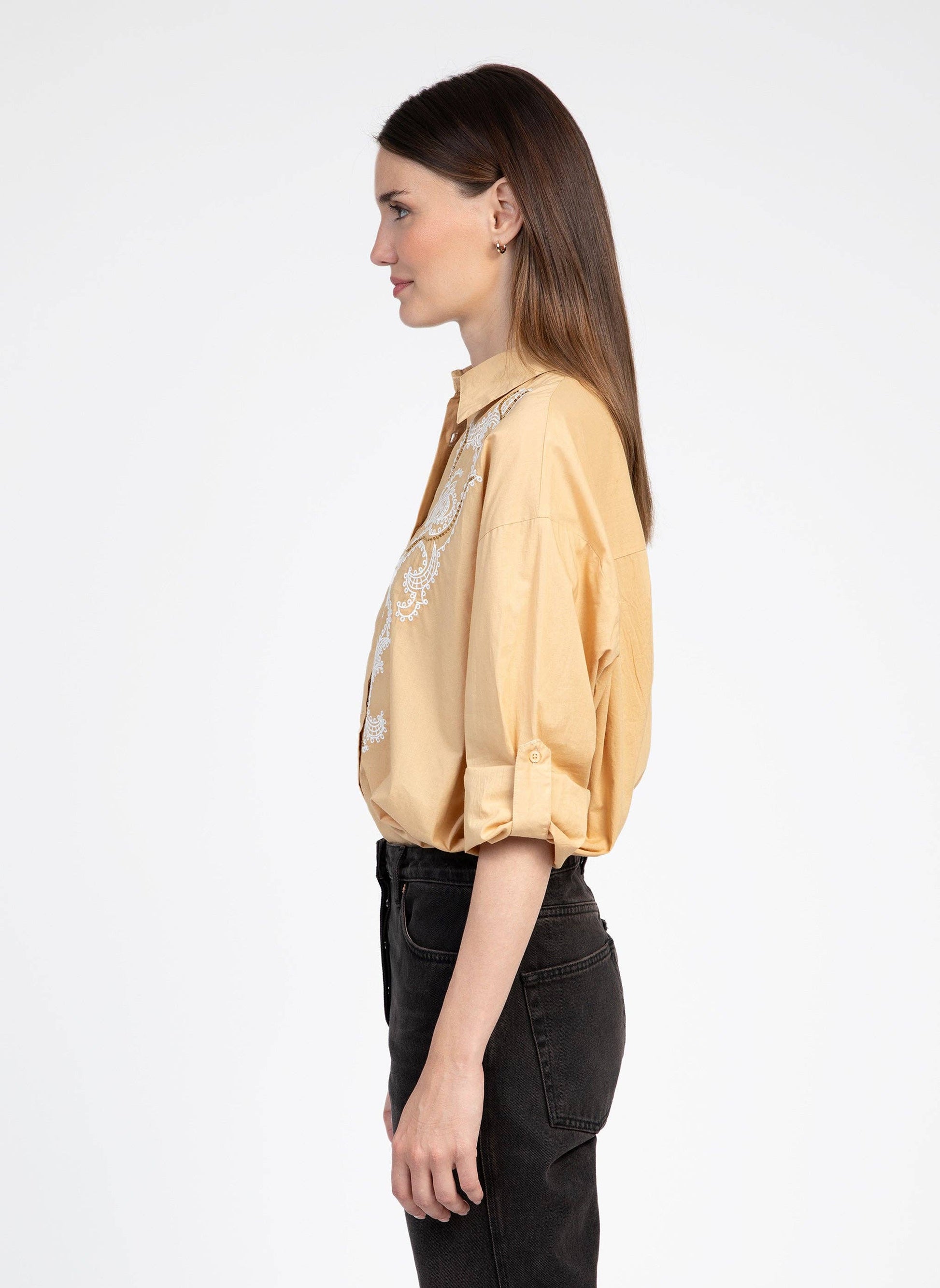 Camicia Symonet beige ricamata