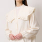 Cardigan in crêpe con collo ampio