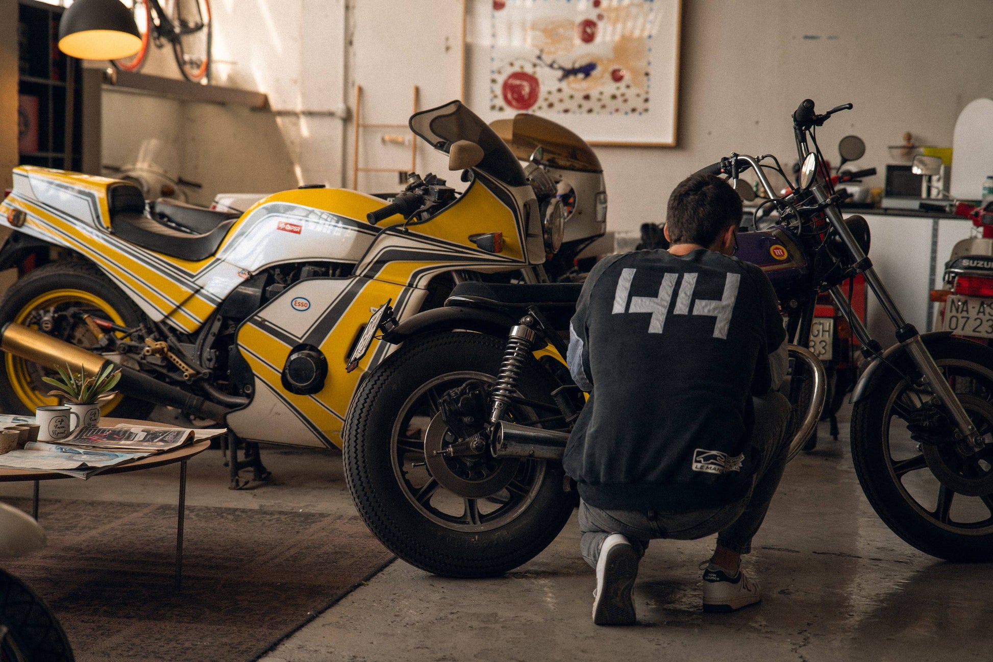 Felpa girocollo racing in cotone biologico