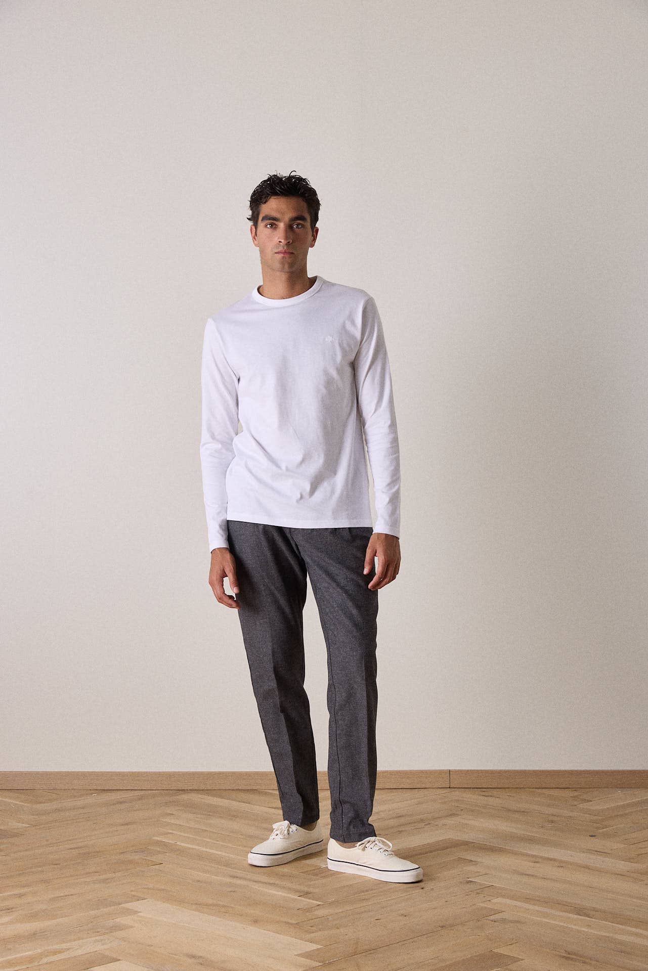 T-shirt uomo a maniche lunghe in cotone biologico Bastien bianca