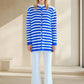 Cardigan lungo a righe con bottoni dorati