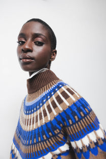 Maglione in maglia jacquard a collo alto