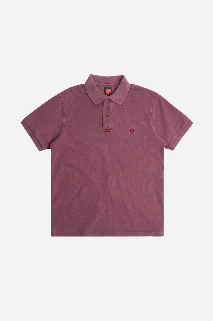 Polo in cotone biologico pigmentato color Zinfandel
