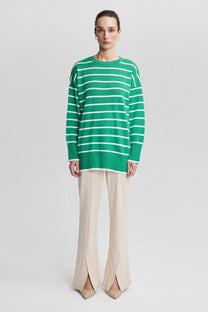 Maglione oversize a righe verde
