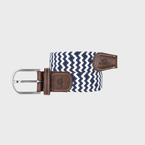 Cintura intrecciata elastica bicolore blu navy e bianco