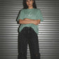 T-shirt donna oversize verde con ricamo lettering