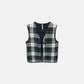 Gilet trapuntato tartan con scollo a V