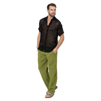 Camicia estiva a maniche corte in cotone nero