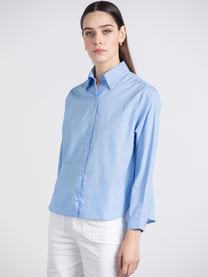 Camicia a righe in cotone azzurra