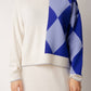 Maglione destrutturato in misto cashmere con intarsio a rombi
