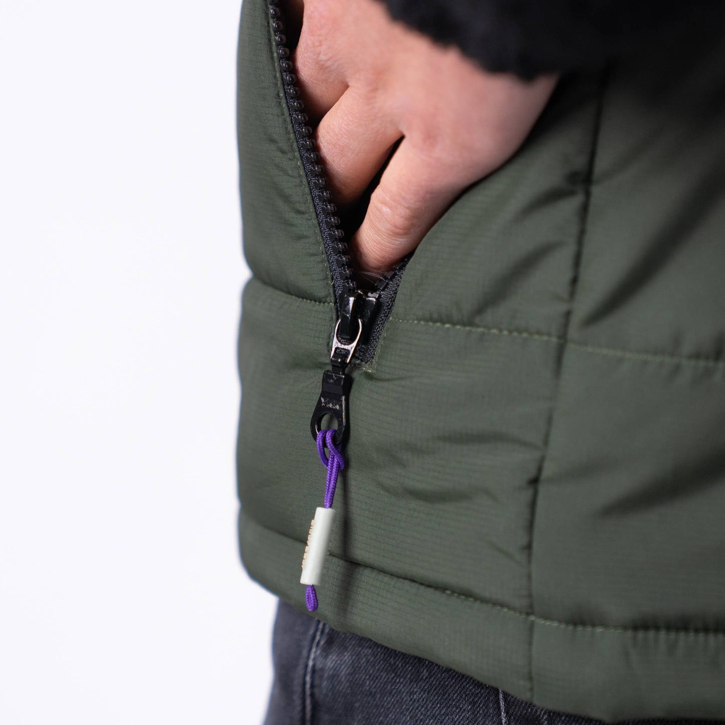Giacca sherpa bicolore nera e verde