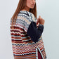 Maglione jacquard multicolor con motivo a onde