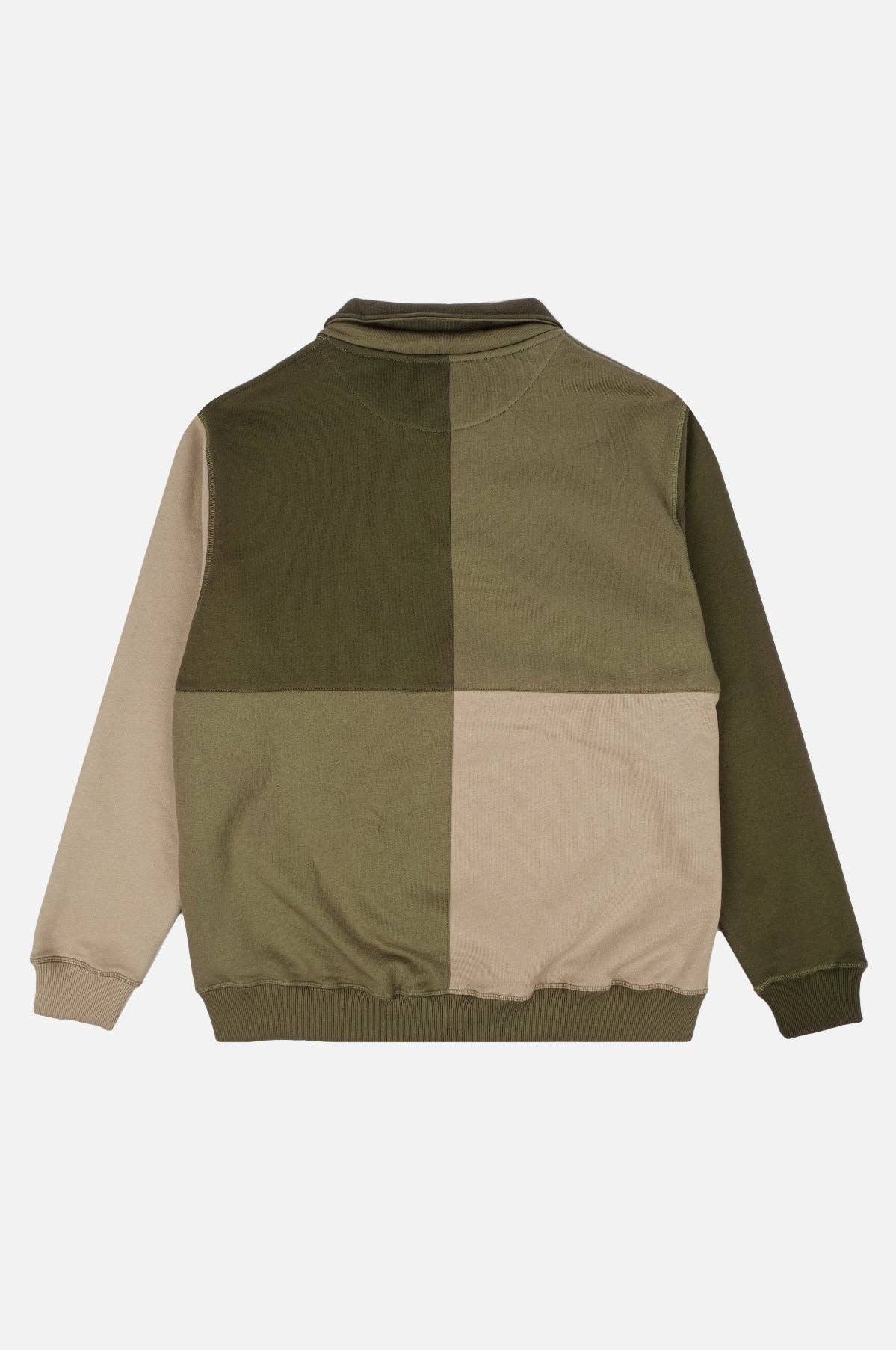 Maglione con mezza zip color block Gothic Olive