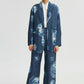Giacca tie-dye blu stile kimono