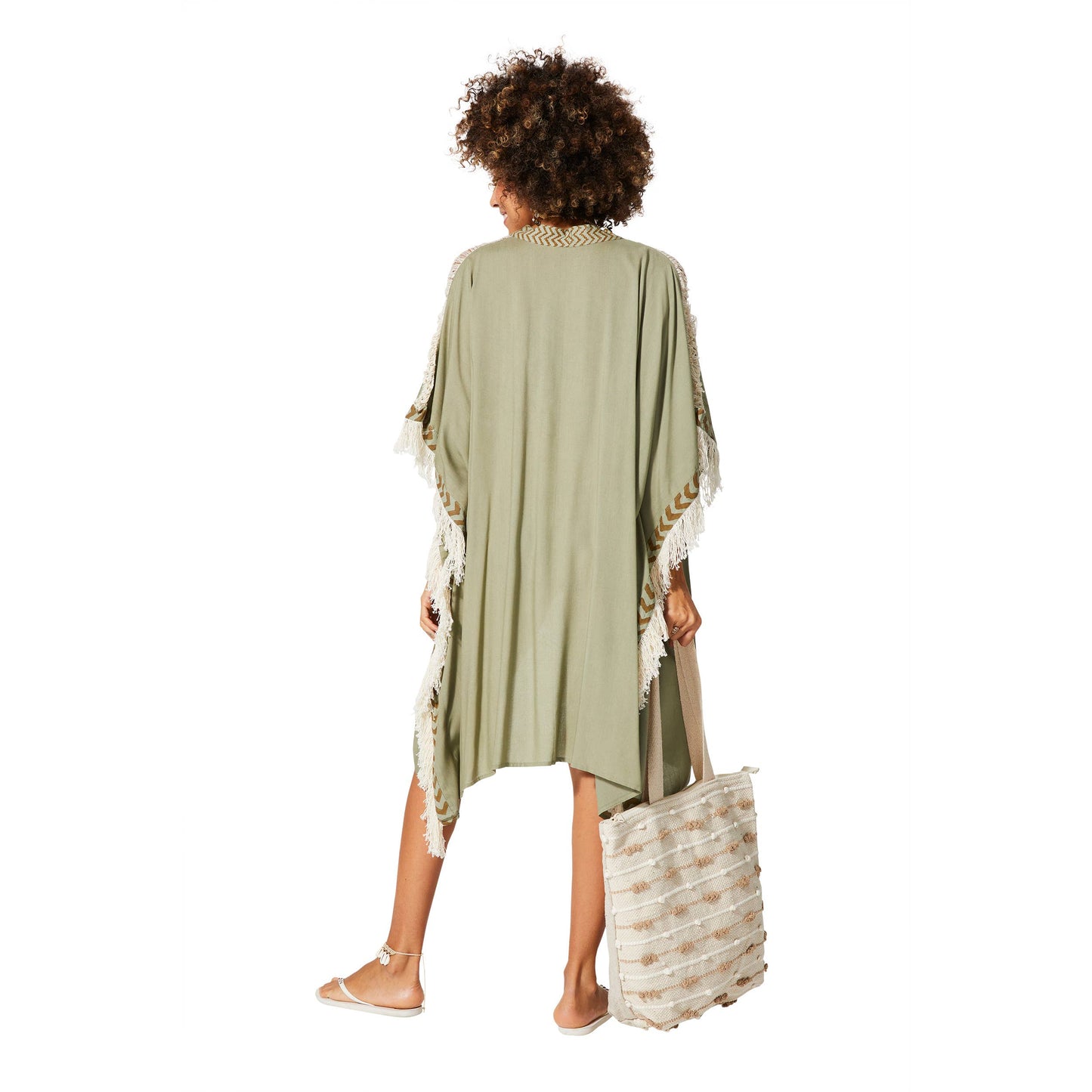 Kimono estivo midi stile poncho verde