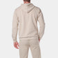 Felpa con cappuccio e zip in maglia piqué beige da uomo