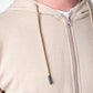 Felpa con cappuccio e zip in maglia piqué beige da uomo