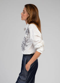 Camicia Sailor écru ricamata