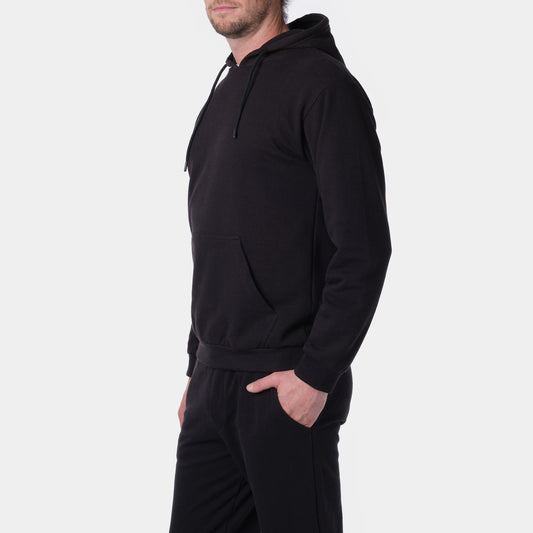 Felpa Uomo con Cappuccio in Maglia Piqué Nera