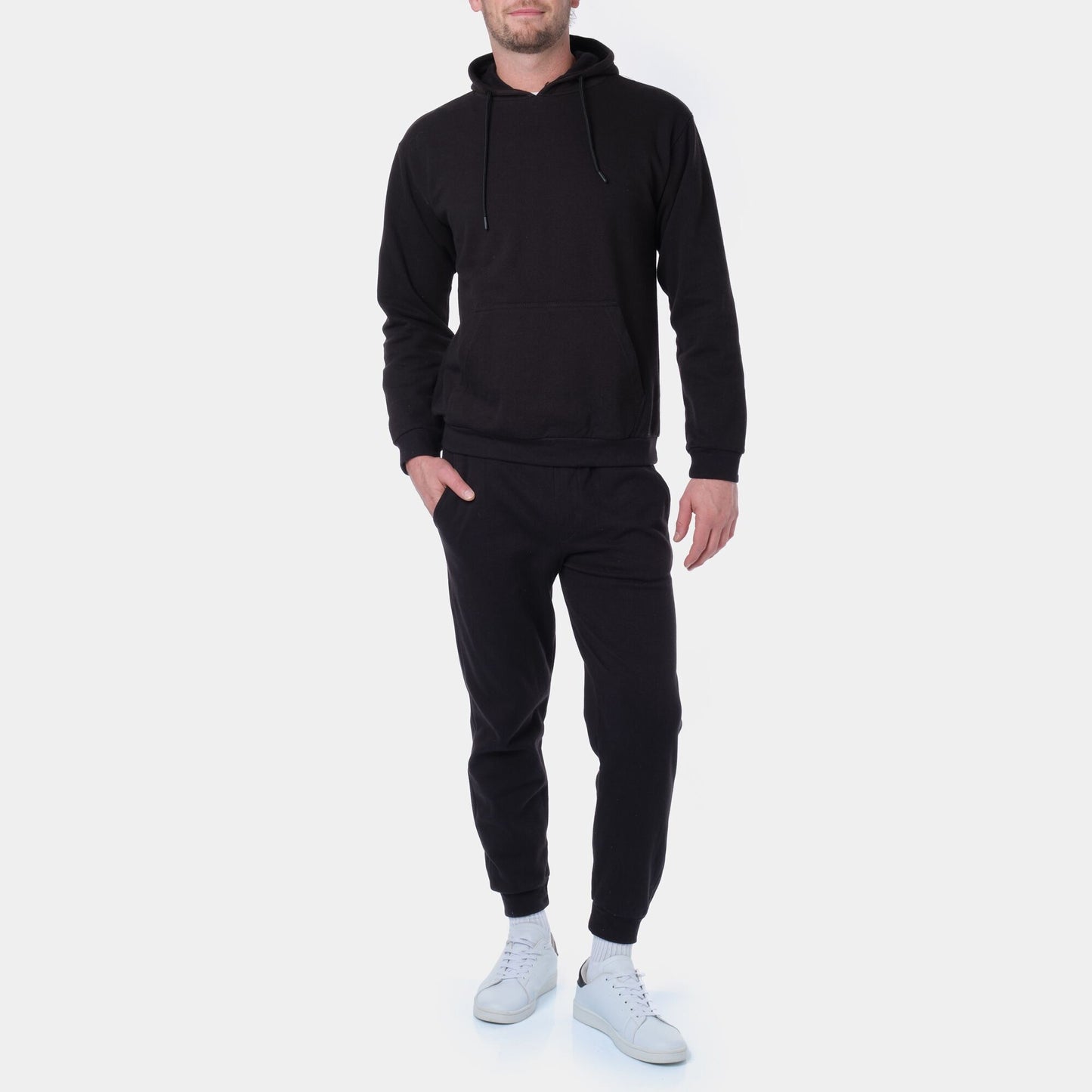 Felpa Uomo con Cappuccio in Maglia Piqué Nera