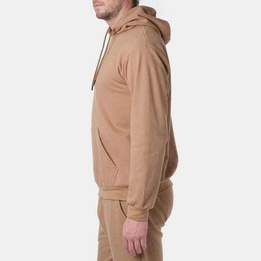 Felpa con cappuccio in piqué taupe da uomo