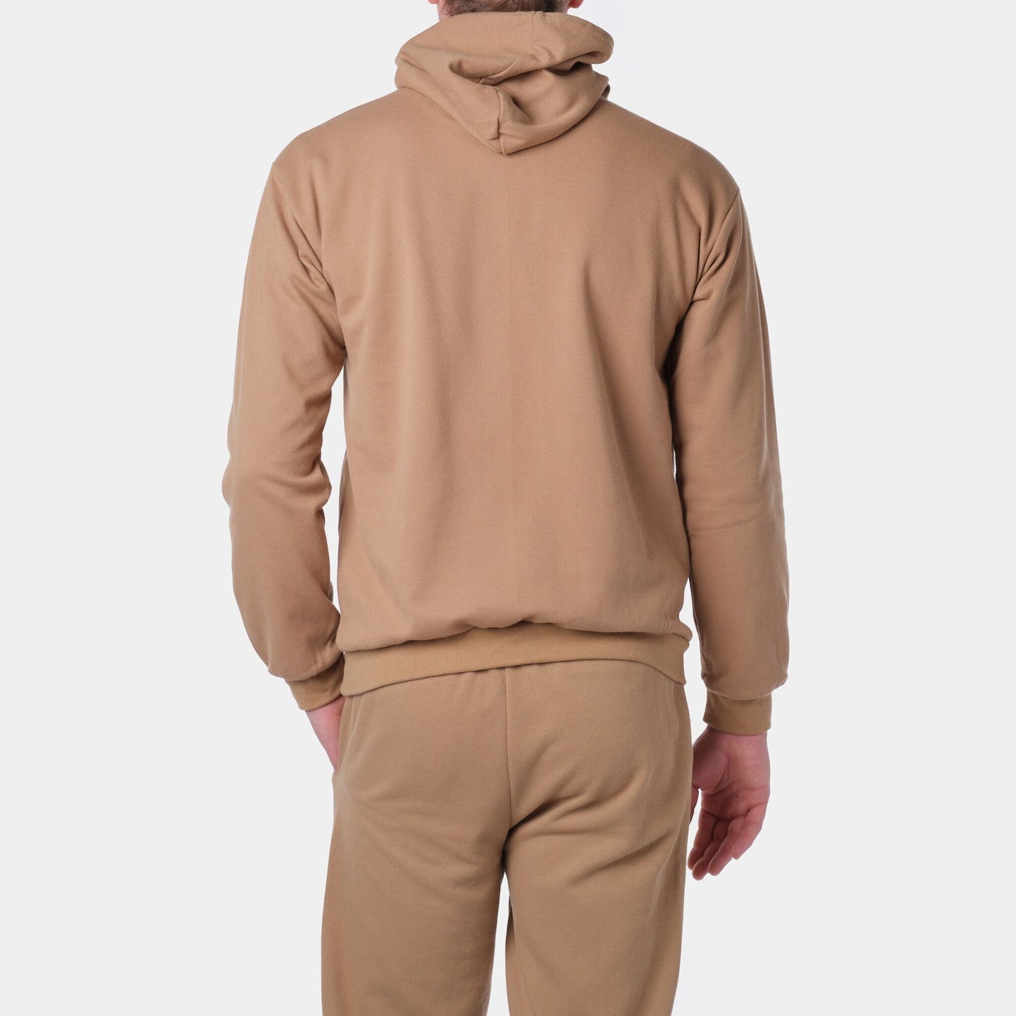 Felpa con cappuccio in piqué taupe da uomo