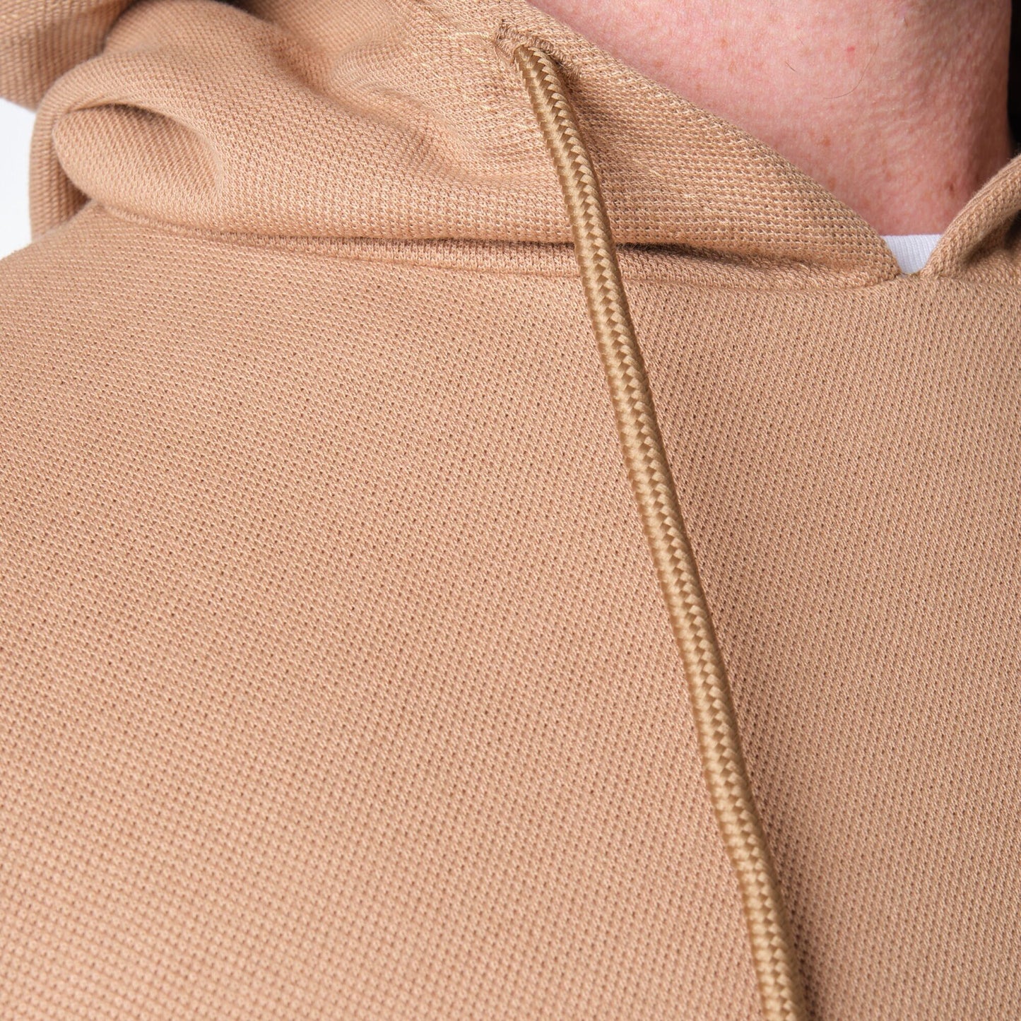 Felpa con cappuccio in piqué taupe da uomo