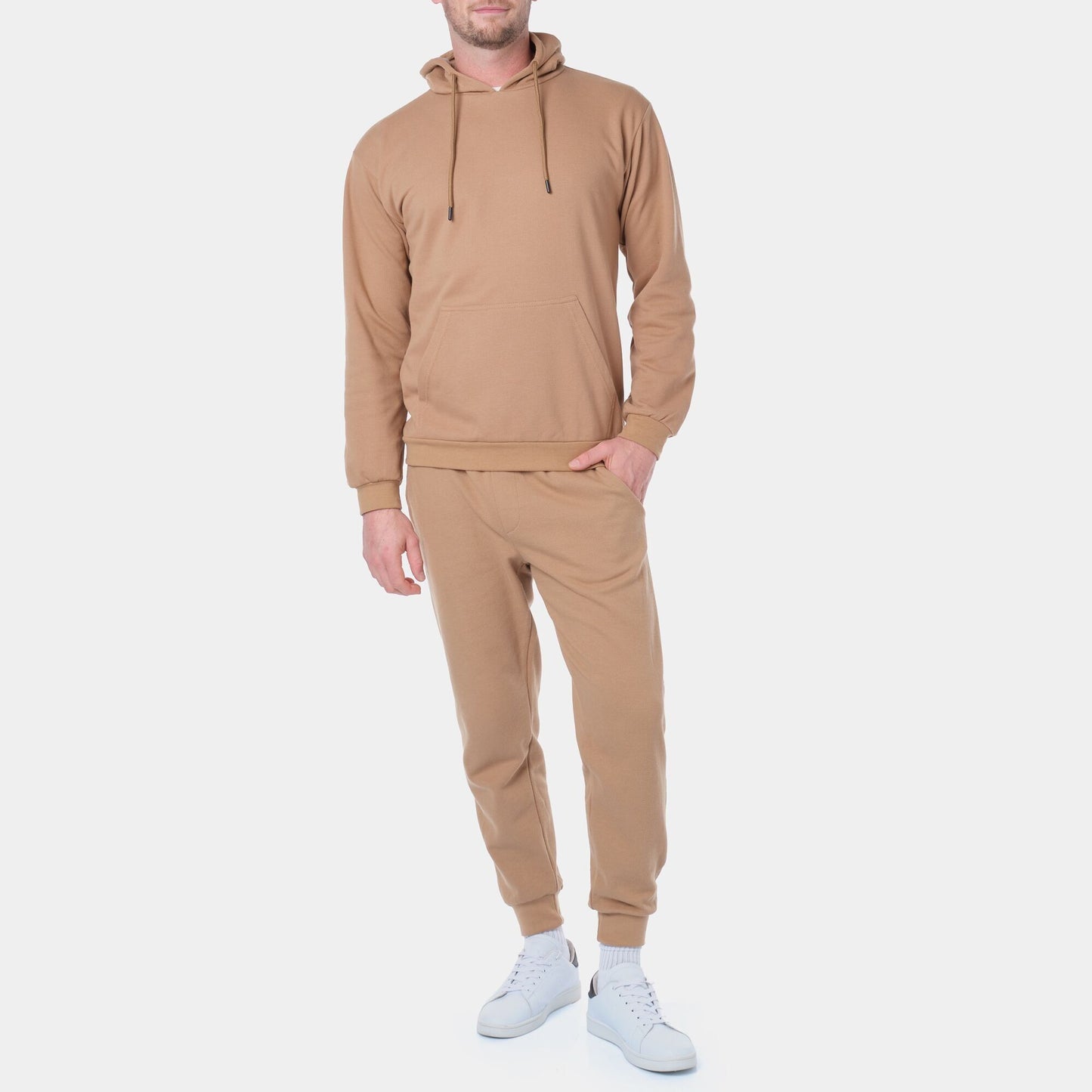 Felpa con cappuccio in piqué taupe da uomo