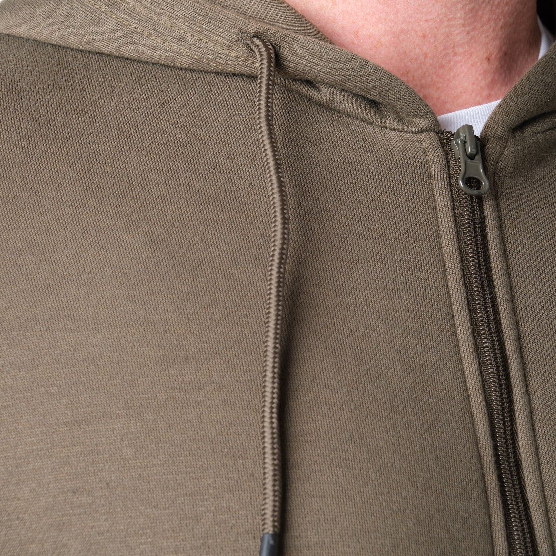 Felpa uomo con cappuccio e zip color kaki