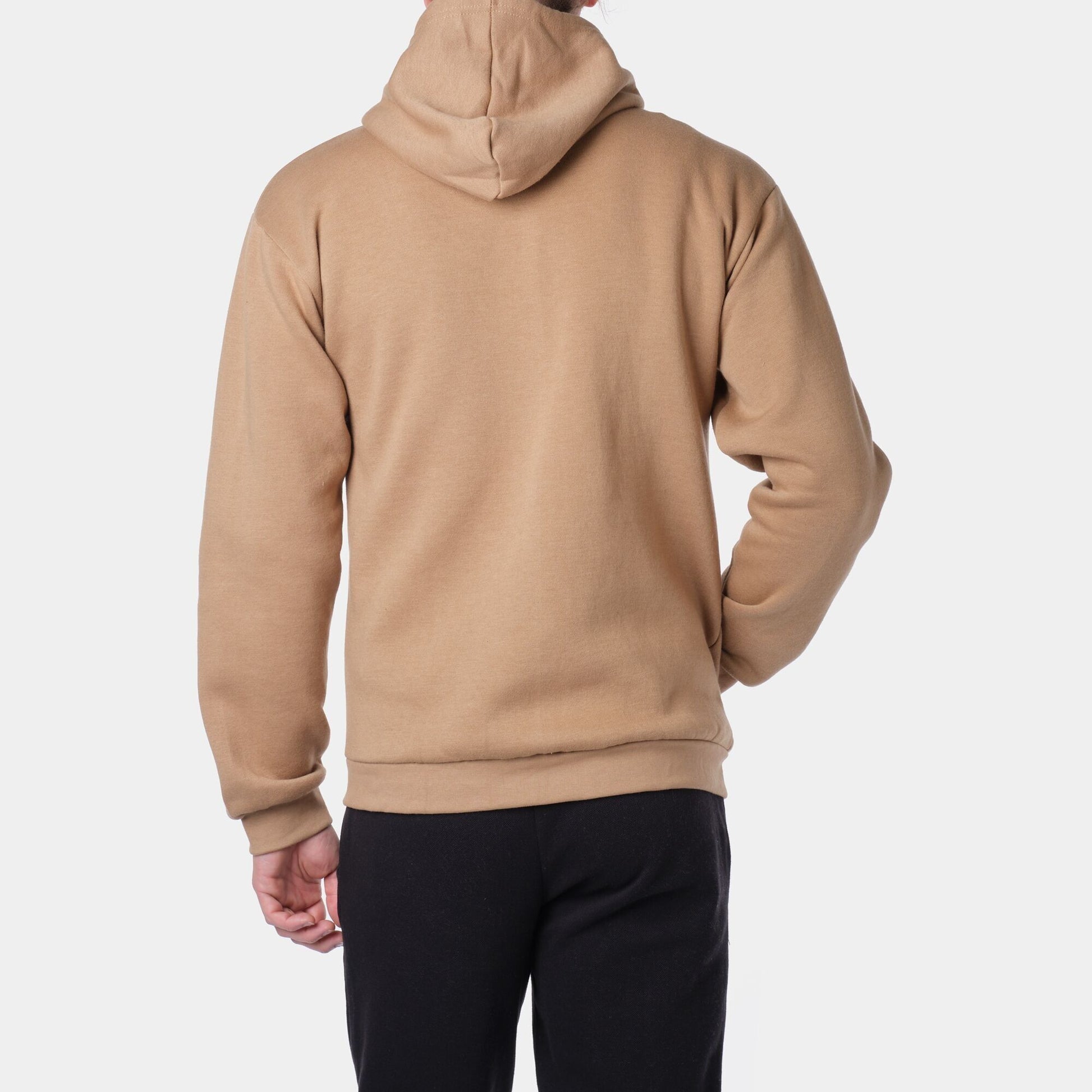 Felpa con cappuccio in felpa con zip color taupe da uomo