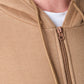 Felpa con cappuccio in felpa con zip color taupe da uomo