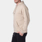 Felpa con cappuccio beige in cotone con zip