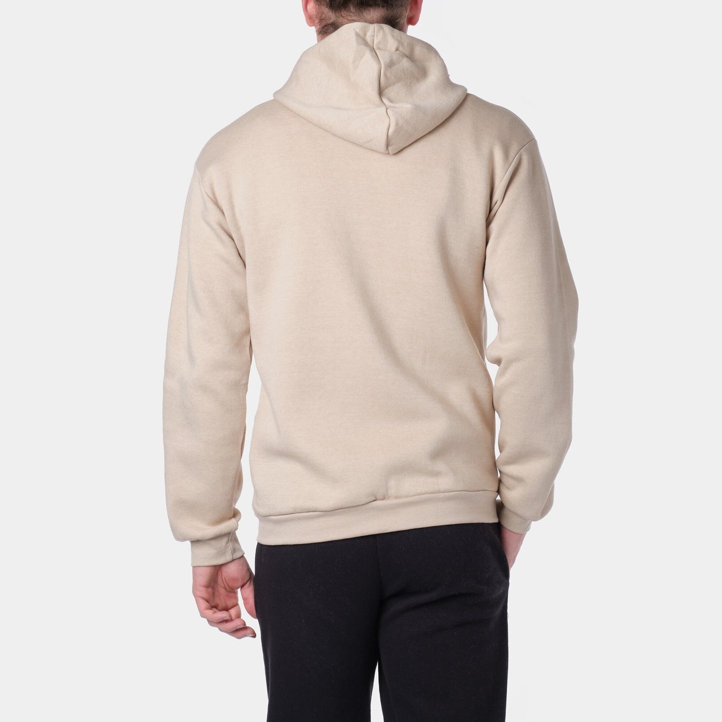 Felpa con cappuccio beige in cotone con zip