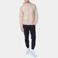 Felpa con cappuccio beige in cotone con zip
