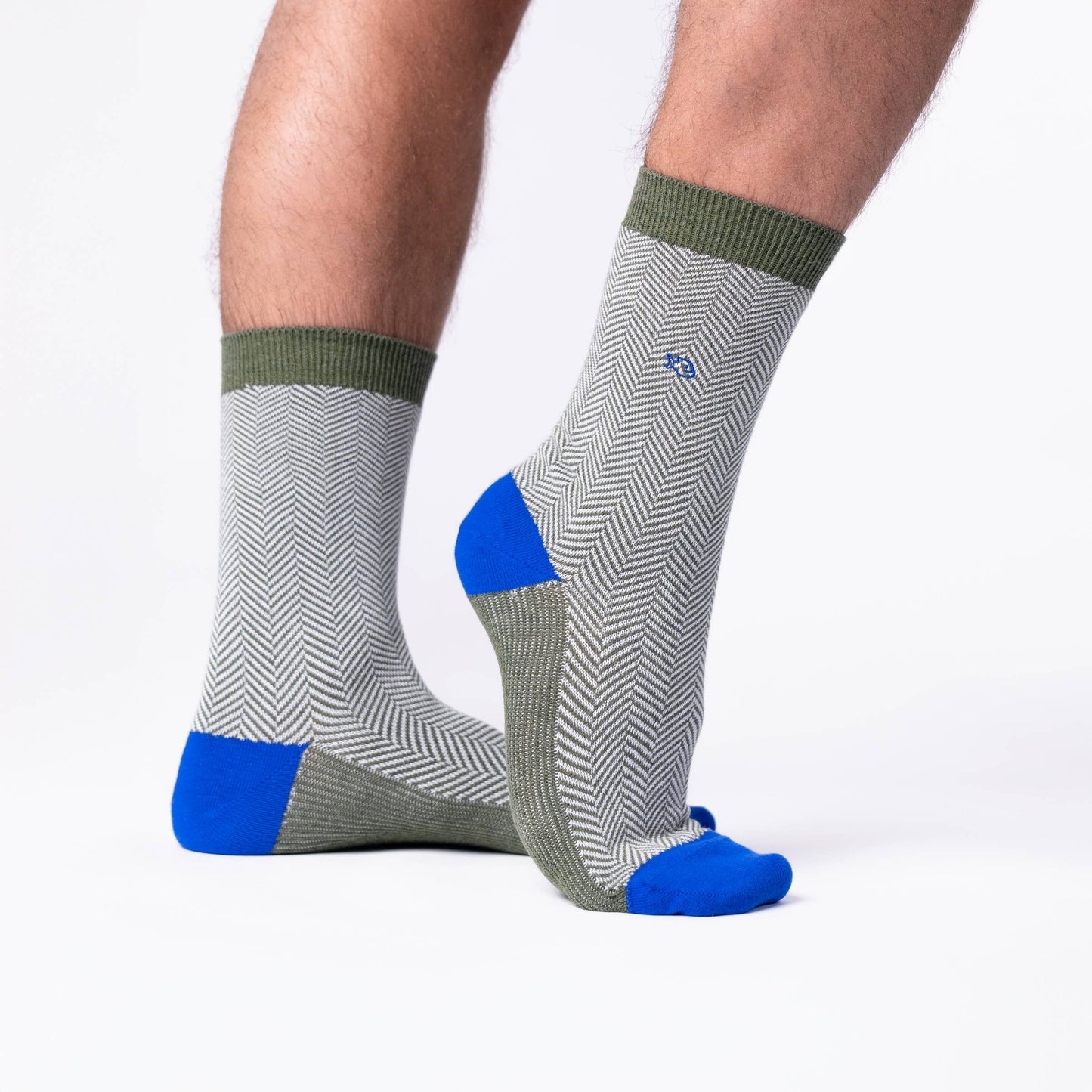 Calzini in cotone pettinato a motivo chevron Foresta chiara