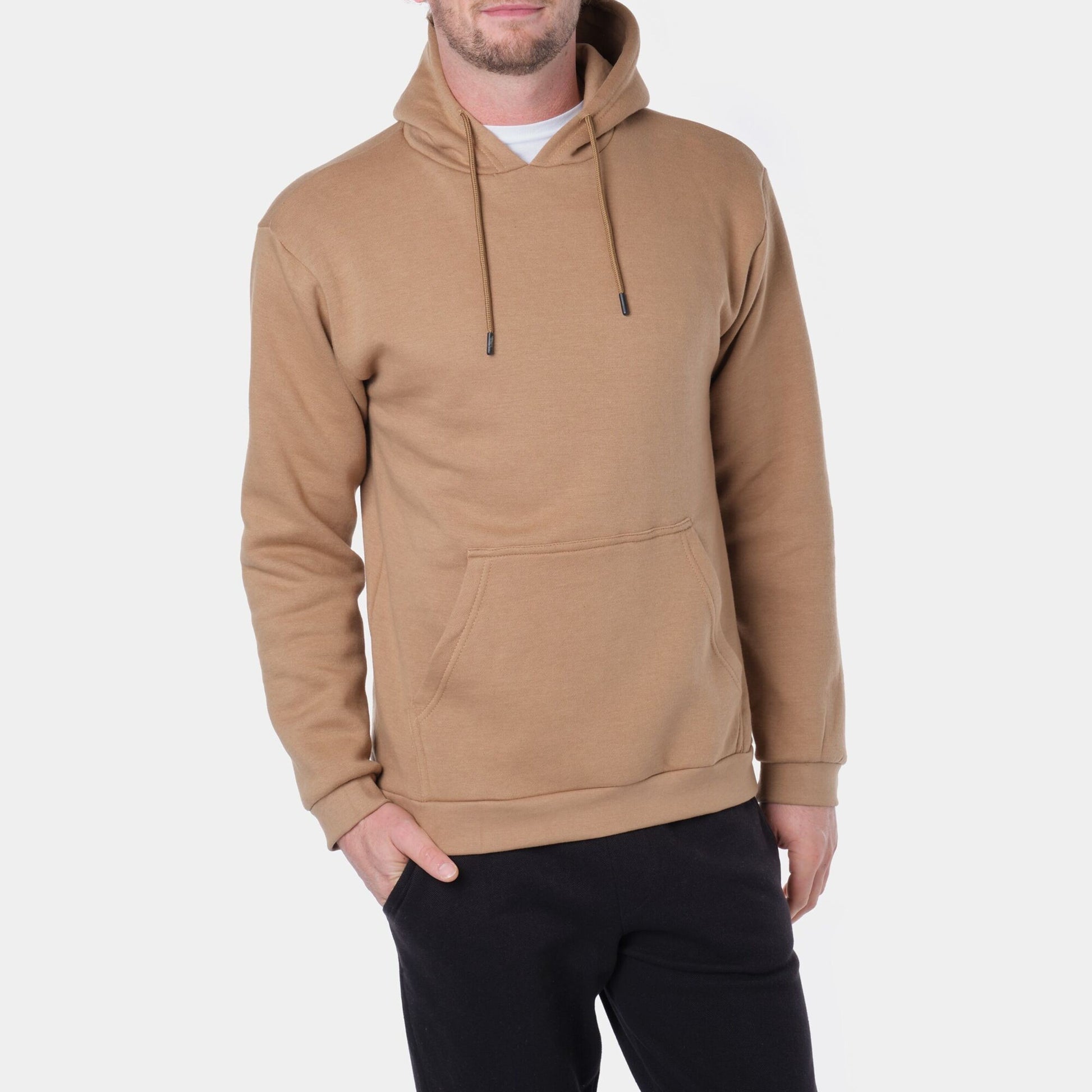 Felpa con cappuccio in pile taupe da uomo